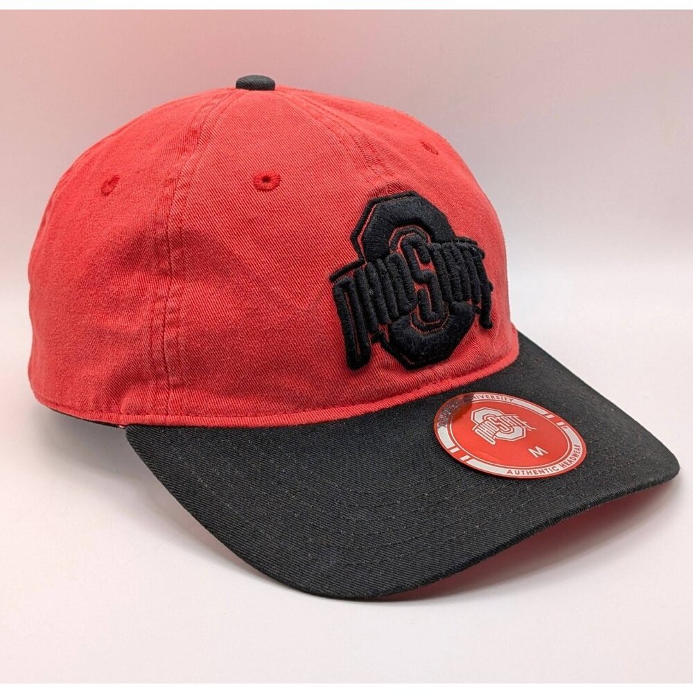 Ohio State Buckeyes Red Black Hat Mens Fitted Medium OSU Hat Cap Football
